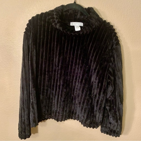 NWT Planet Gold Sweater Large Black Ribbed Super Soft Mock Neck Plush Pullover - Picture 10 of 13